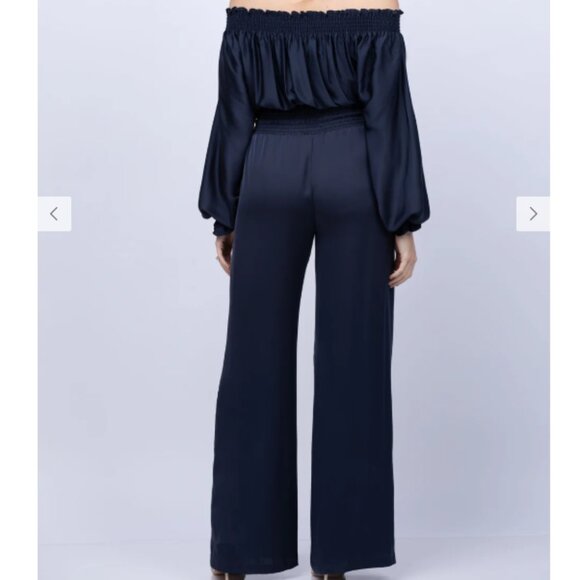 Ramy Brook Teagan Off The Shoulder Jumpsuit in Navy - Picture 8 of 8